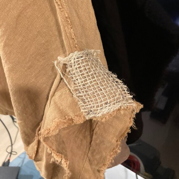 Unique Spring Summer 100% Linen Jacket/Blouse, One Size, khaki/coffee color - Picture 6 of 16